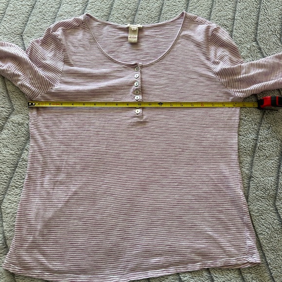 Sundance Women’s Top White Pink Stripe Henley Neck Long Sleeve Size M Cotton - Picture 5 of 11